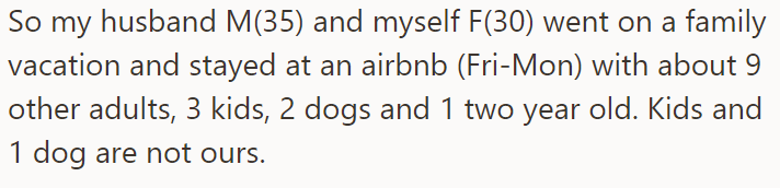 The OP, her husband, and their dog went on a vacation