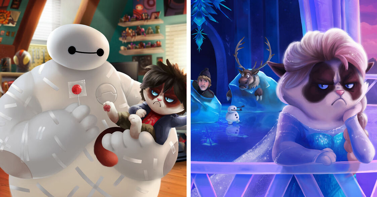 Hilarious Mashup - Grumpy Cat Meets Disney Magic In These 13 Pics