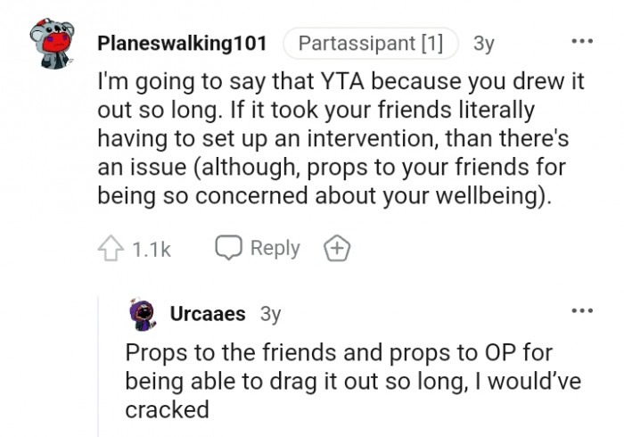 The OP is at fault for drawing it out so long