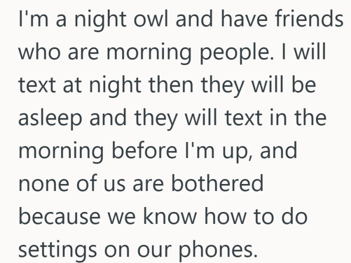 Different schedules are not a problem when expectations are already clear.
