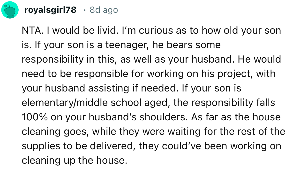 “NTA. I Would Be Livid. I’m Curious as to How Old Your Son Is.”