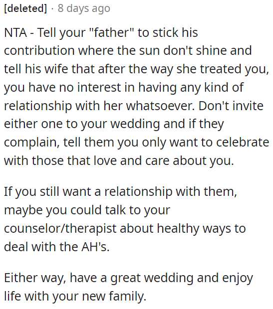 OP should seek guidance from a therapist to handle the situation constructively.