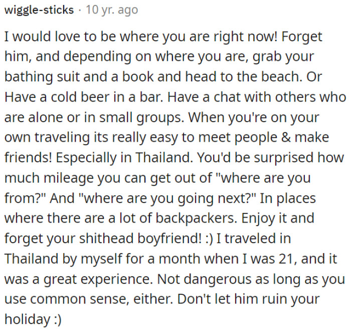 OP shouldn't let her boyfriend ruin her holiday