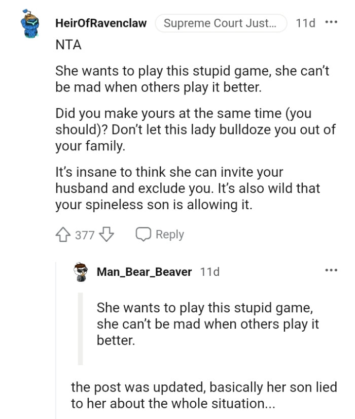 She Can't Invite the OP's Husband and Exclude Her