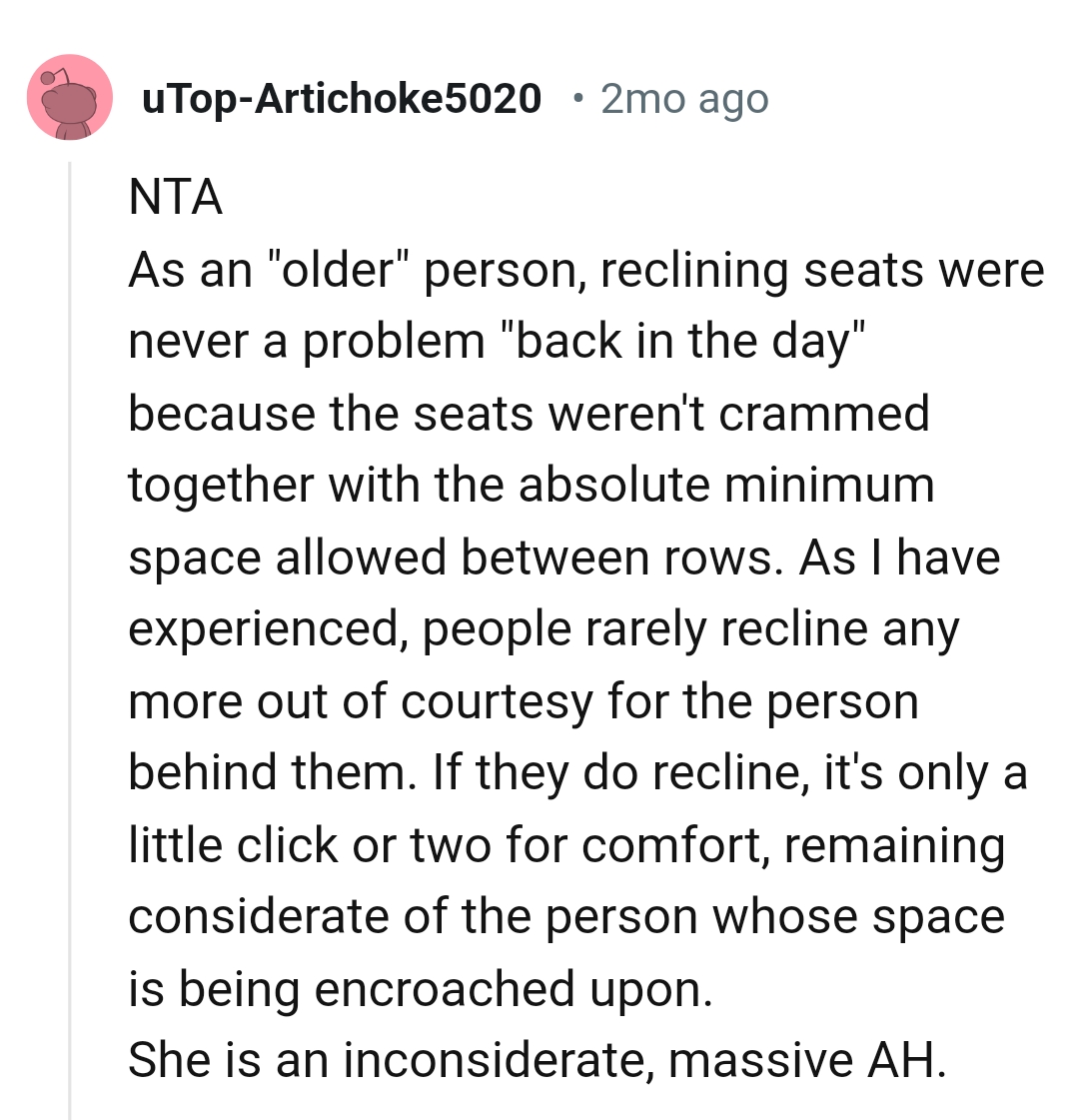 Reclining seats were never a problem