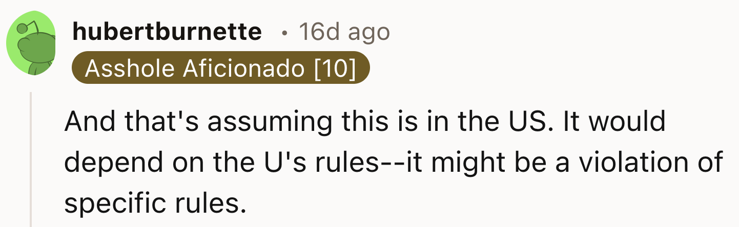 Might Be A Violation Of College-Specific Rules