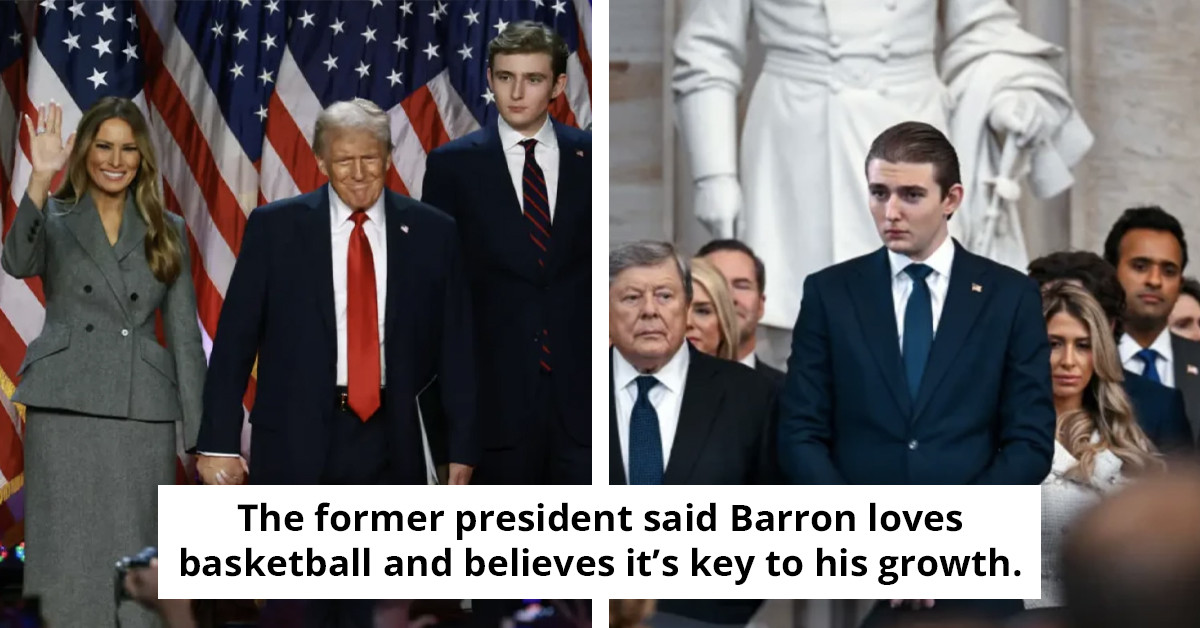 Trump Shares Unusual Explanation for Barron's Height as Family Photo Captivates Attention with Notable Detail