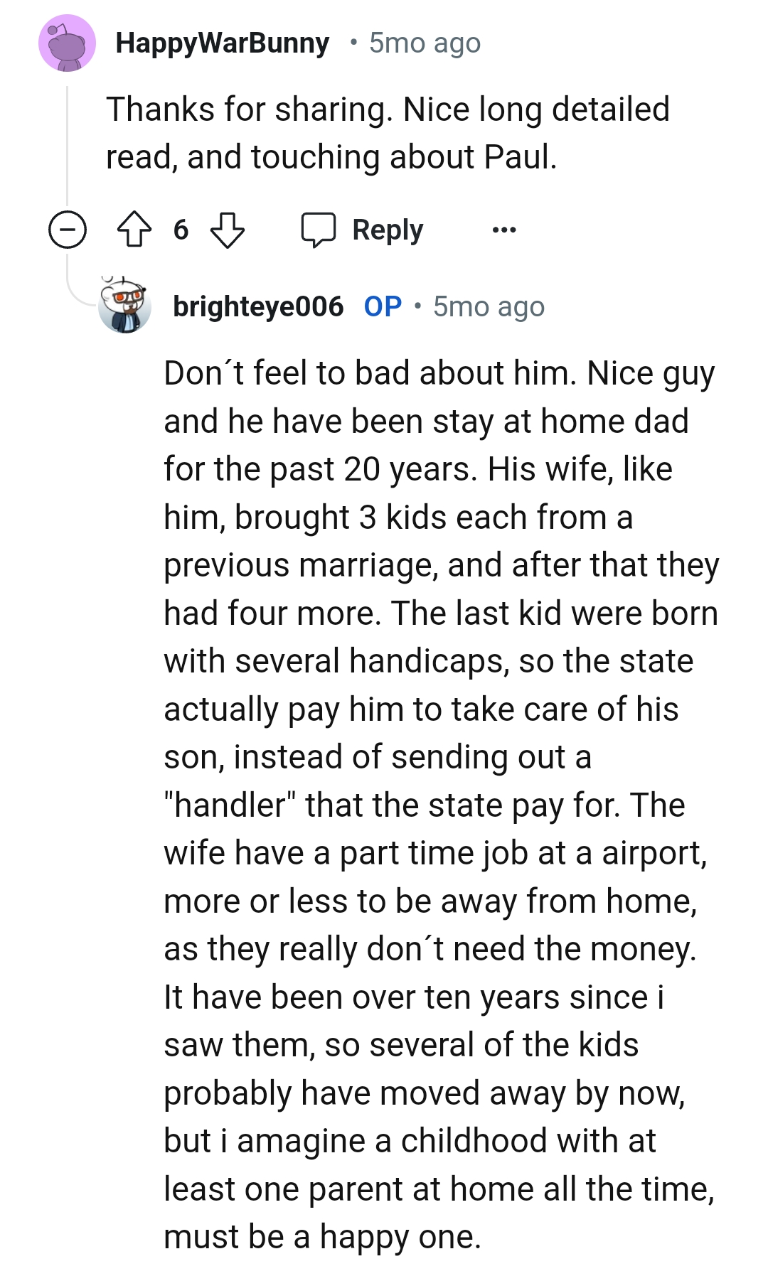 The OP gives more details about Paul