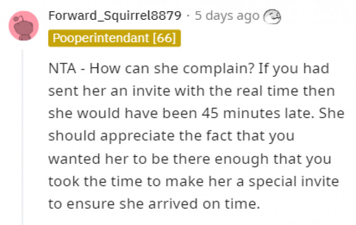 No room for complaints.