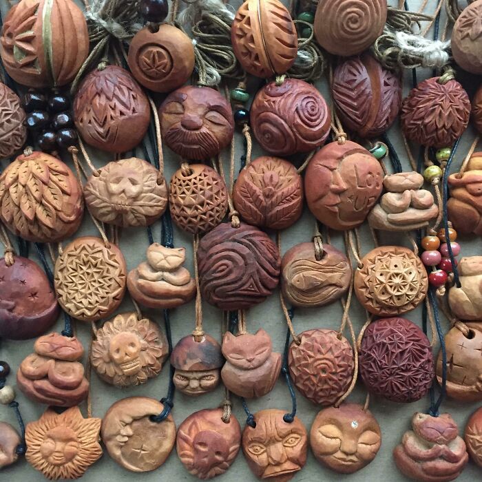 18. Carved Avocado Pits Art, Me, 2019