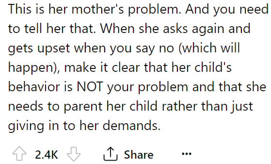 Erica's behavior is not the OP's problem.