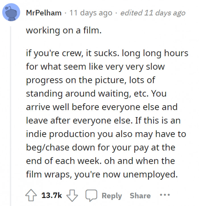 The bittersweet truth of working in the entertainment industry: