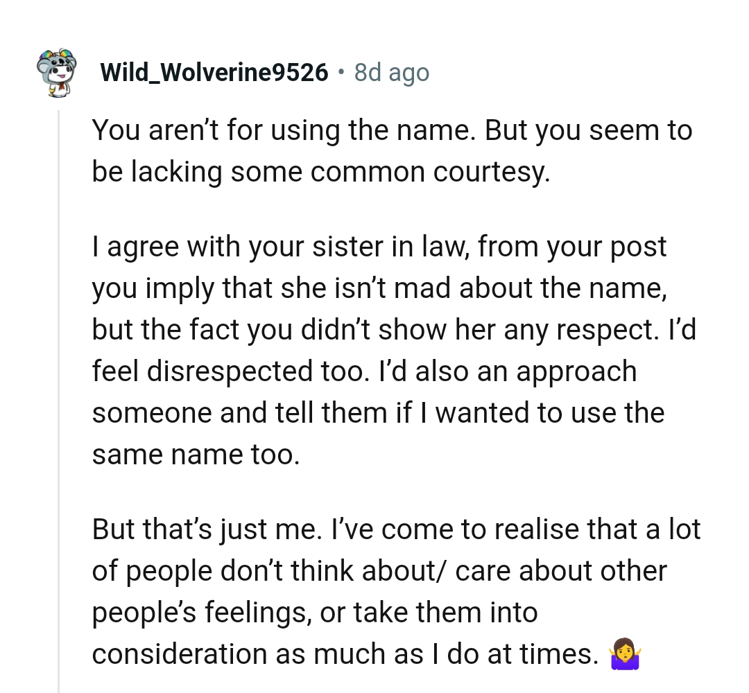 This Redditor agrees with OP's SIL