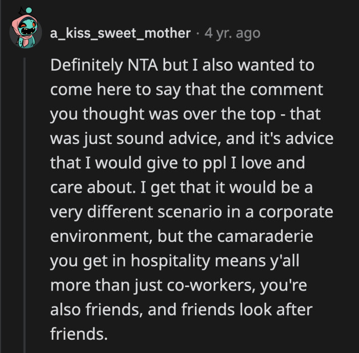 OP's sound advice to her coworkers is not excessive. It's what a good supervisor would do to protect the employees they trained and cared for.