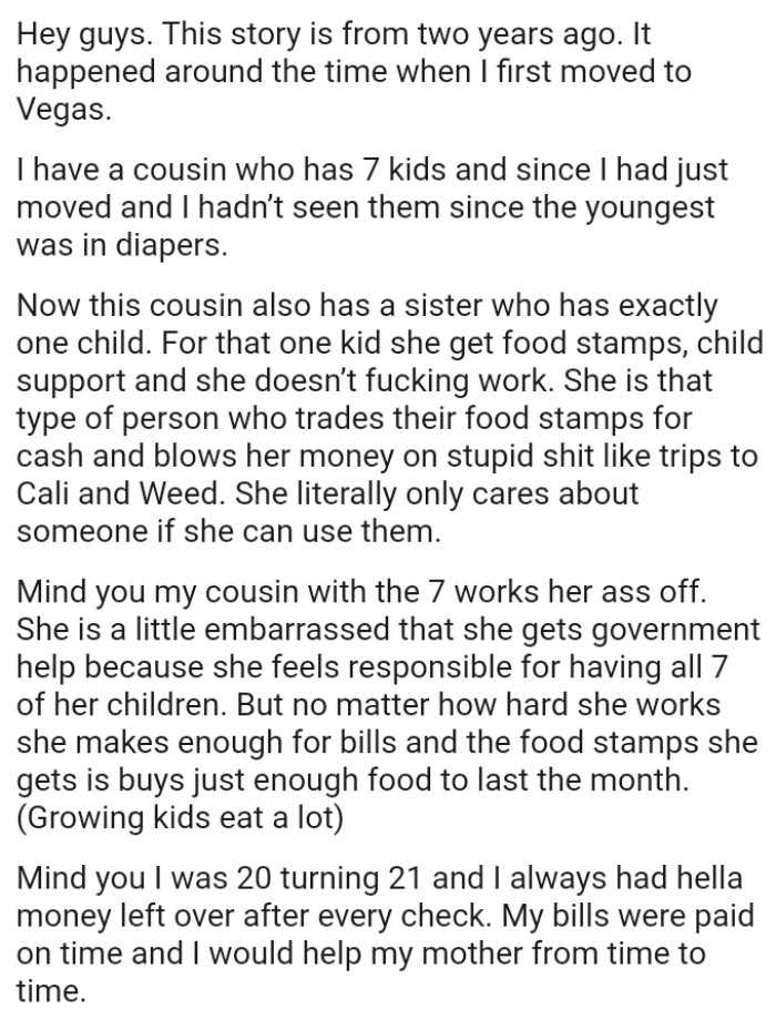OP's cousin has a sister who has exactly one child