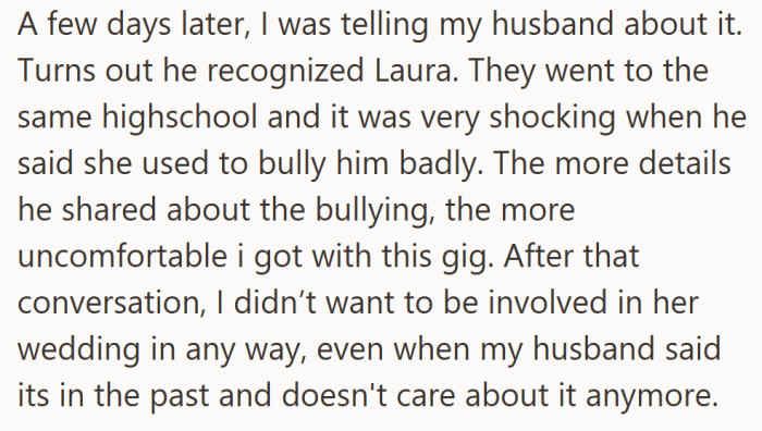 What started as a friendly favor suddenly hit close to home when her husband revealed an awful connection.