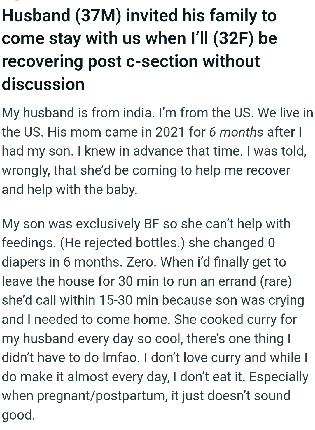 The OP kicks off her story