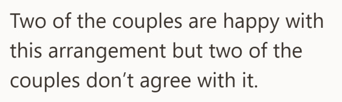 The group was suddenly split over something as simple as rooms.