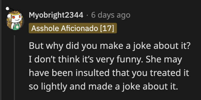 What kind of joke did OP make that made Jane so angry?