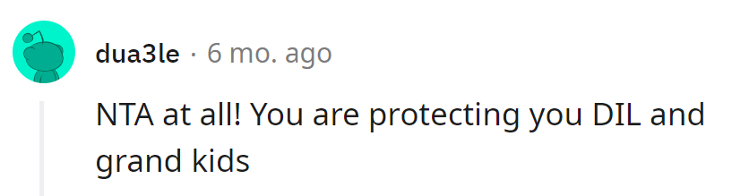 Absolutely NTA! Just safeguarding the grandkids and maintaining the peace.