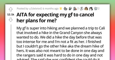 Redditor Gets Ripped Online For Trying To Guilt His Girlfriend Into Missing Out On Her Dream Hike