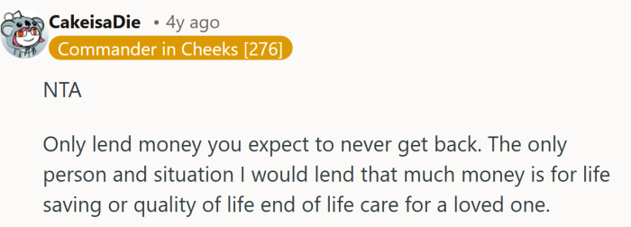 A calm but pointed reminder that sixty thousand belongs in the category of life altering emergencies, not dream home detours.