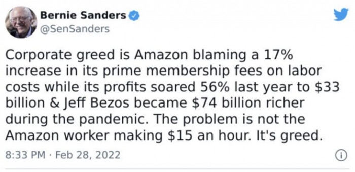 Even Sanders agrees that it’s greed.