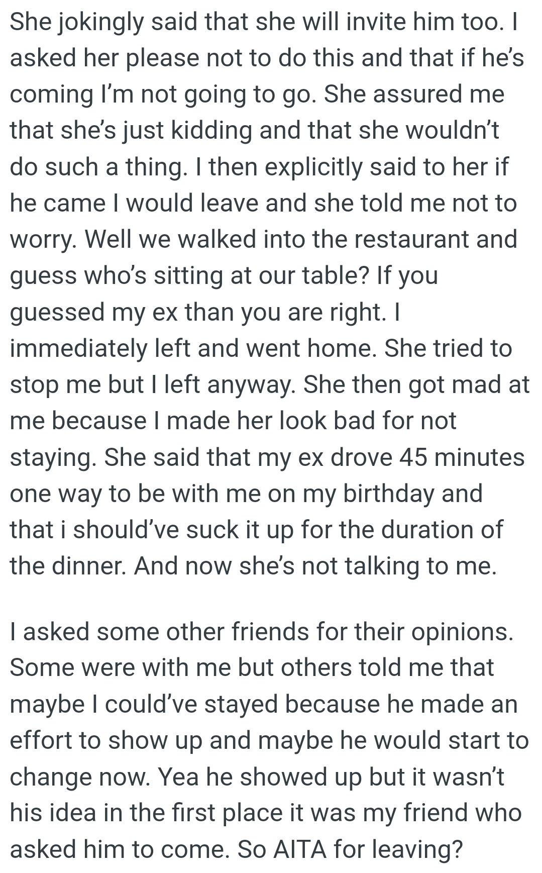 She Mentioned That OP's Ex Drove 45 Minutes One Way to Be With Her