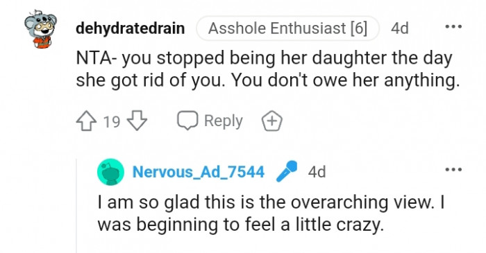 You stopped being her daughter a long time ago