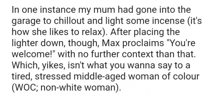 This isn't what you want to say to a tired, stressed, middle-aged woman