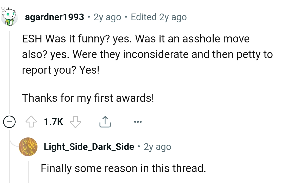 Were they inconsiderate and then petty to report the OP?