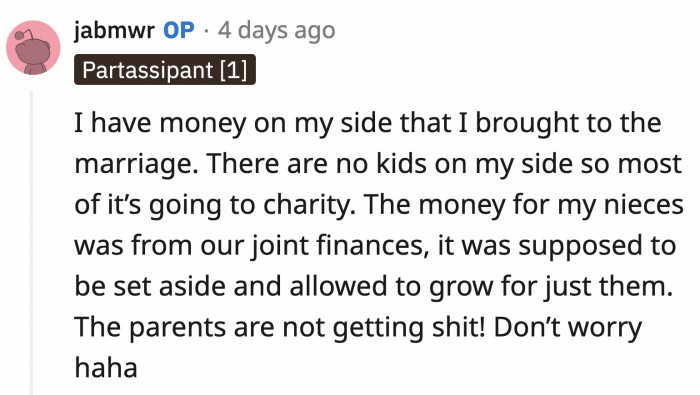 No wonder the parents are looking at OP like she's a leprechaun with a pot of gold