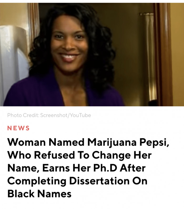Woman Named Marijuana Pepsi, Who Refused To Change Her Name, Earns Her Ph.D After Completing Dissertation On Black Names