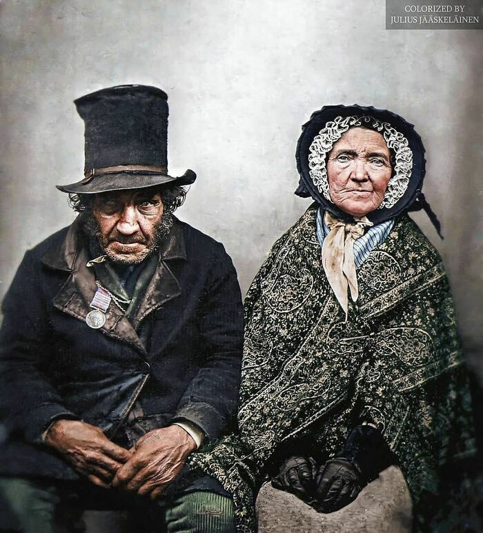 37. British Veteran Of The Napoleonic Wars And His Wife Sitting For A Photograph In The 1860s.