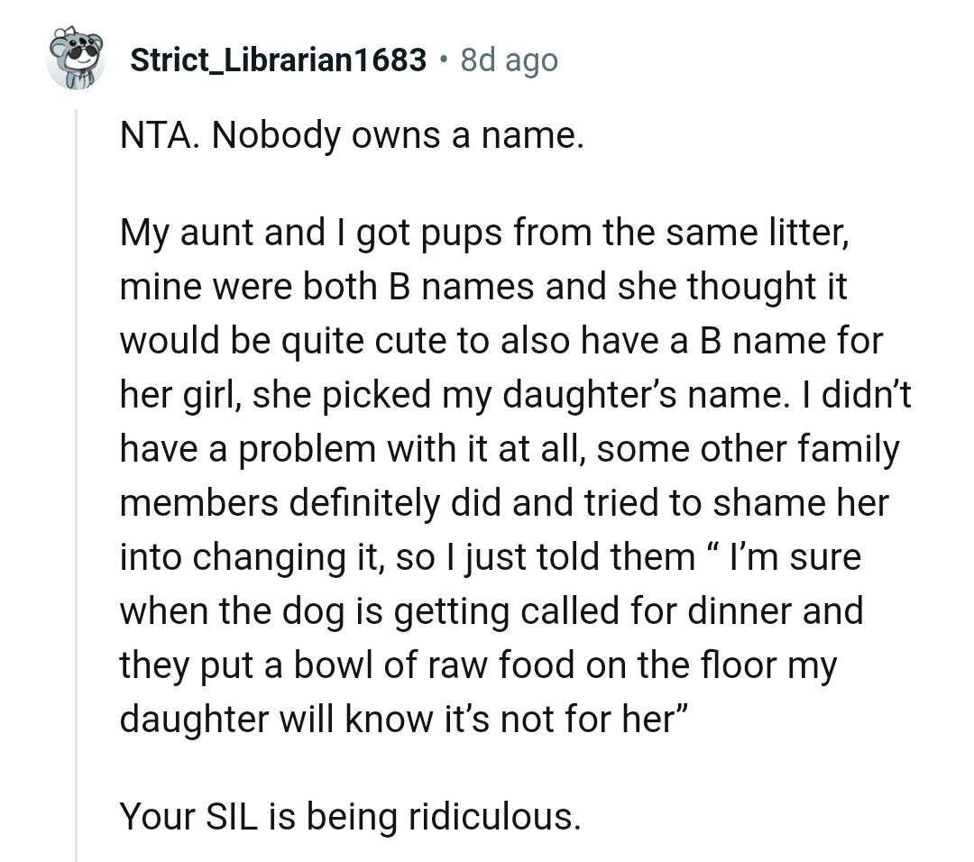 OP's SIL is being ridiculous