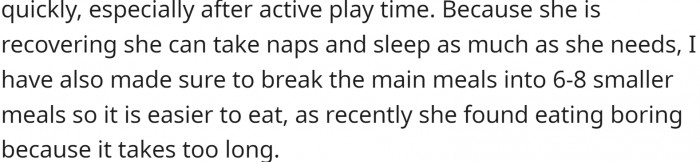 The recovery period for the operation is expected to take up to 6 months, during which Anna gets tired quickly after playing.