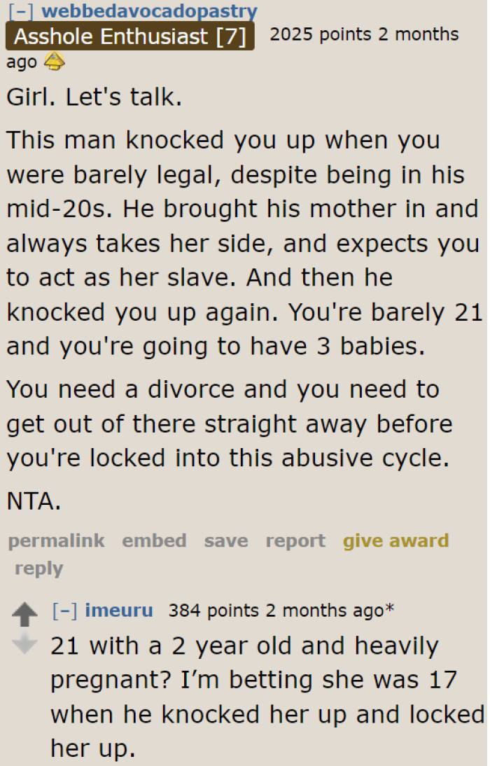 Some Redditors say it's time for a divorce, as this MIL will continue to abuse her, and her husband will never take her side.