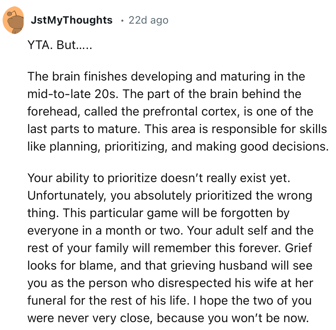 “Unfortunately, you absolutely prioritized the wrong thing. This particular game will be forgotten by everyone in a month or two.”