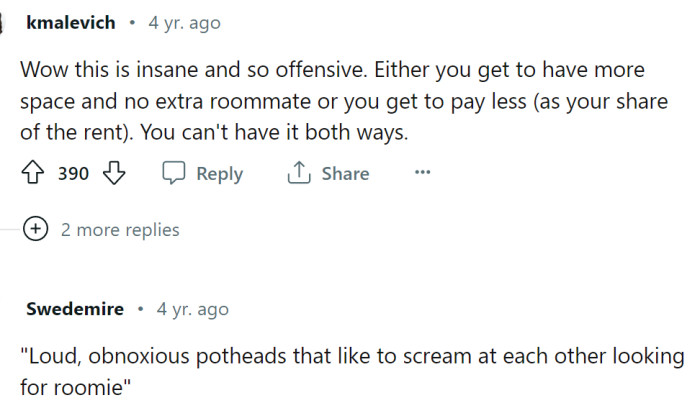 This is both insane and offensive. If they don't want a third wheel messing up their wonderful friendship, why don't they suck it up and pay higher rent?