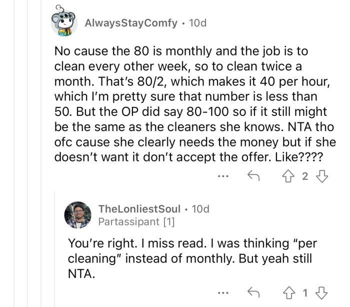 “If she doesn’t want it, don’t accept the offer. Like????”