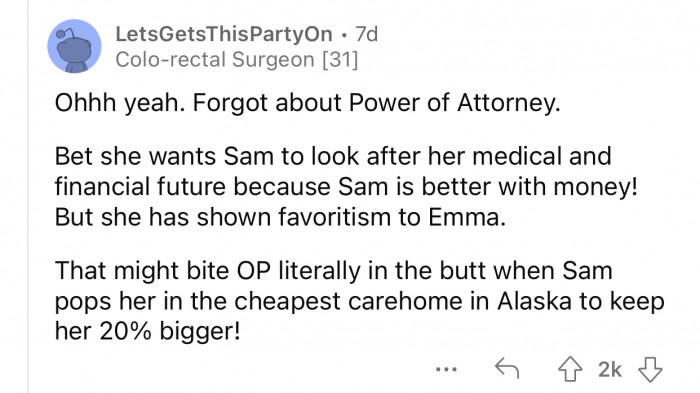 OP's decision might backfire on her later.