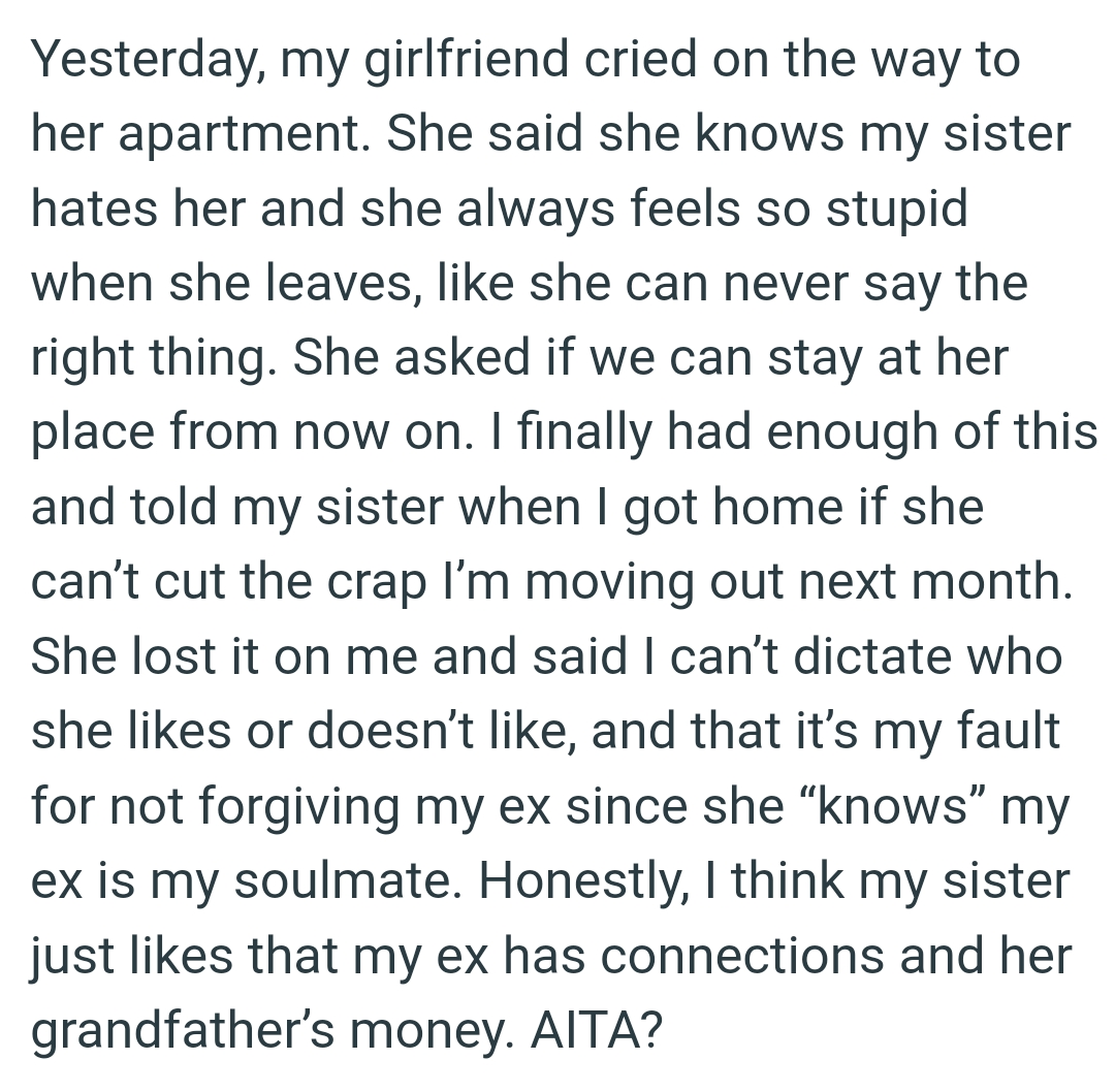 She lost it on the OP and said he can’t dictate who she likes or doesn’t like