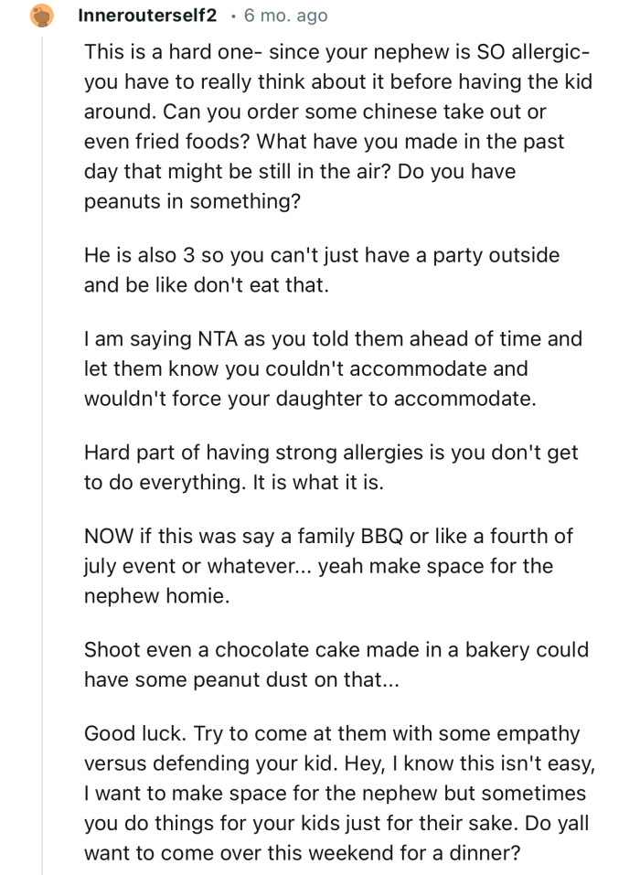 “I am saying NTA as you told them ahead of time and let them know you couldn't accommodate and wouldn't force your daughter to accommodate.”