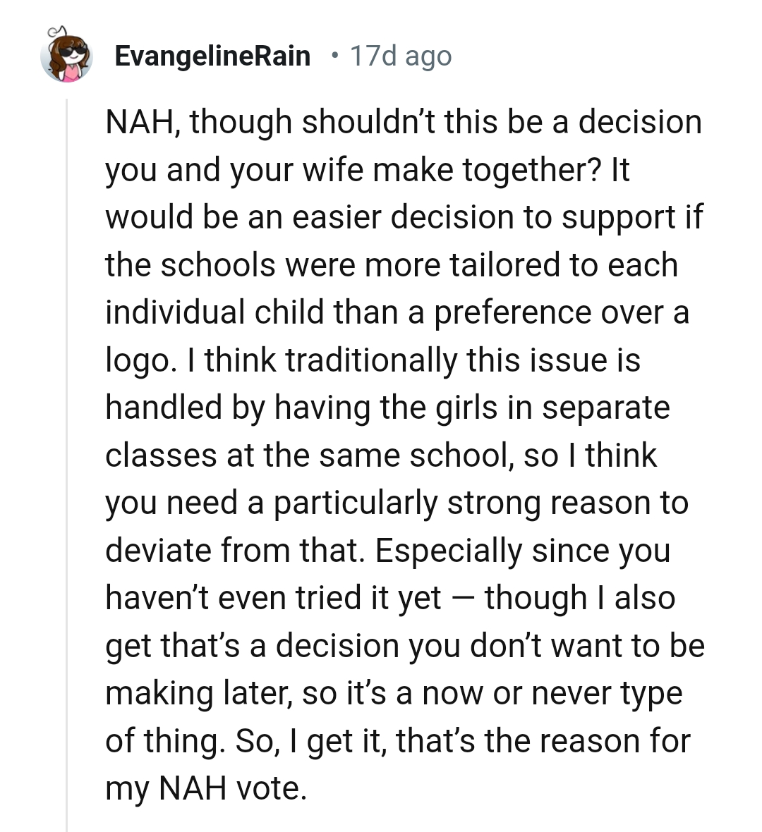 The OP needs a particularly strong reason