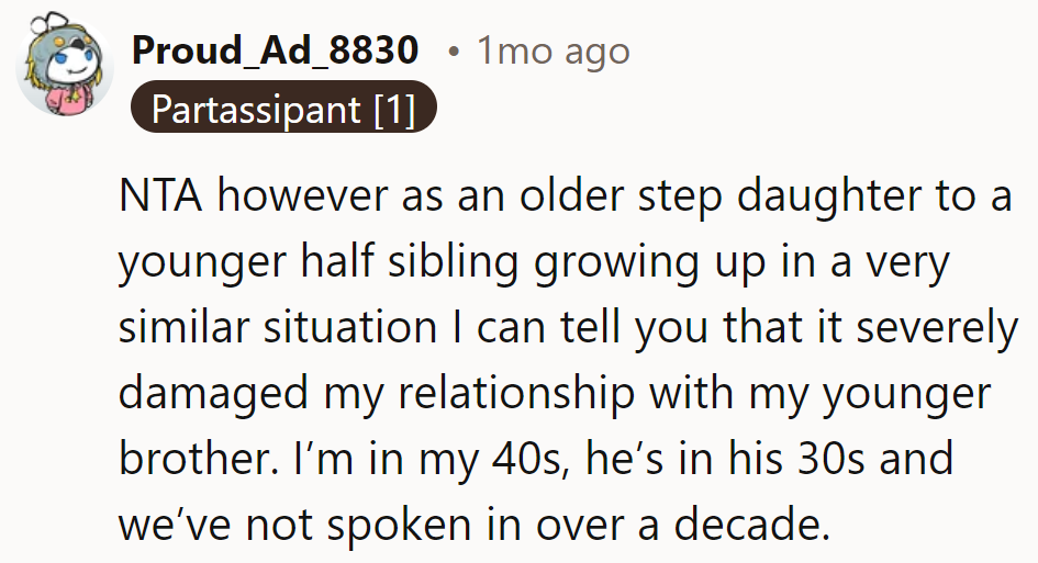 Sounds like a family feud sequel: 'Half-Siblings and Half-Communications,' starring in 'The Silent Treatment: Sibling Edition.'