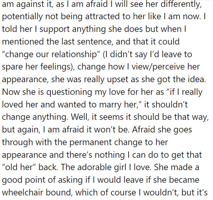 However, she is insecure about her looks and wants to undergo some cosmetic surgery