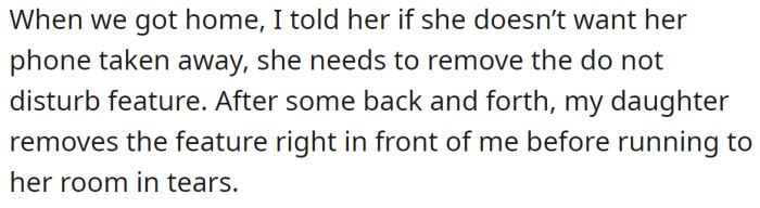So they ended up arguing, but her daughter removed the DND function: