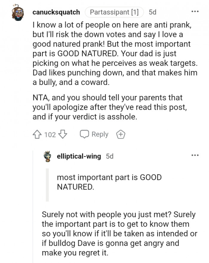 Your dad is just picking on weak targets