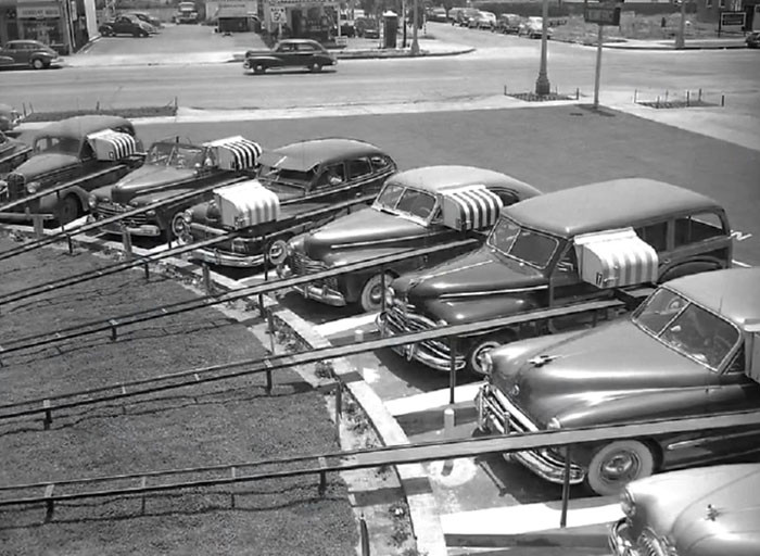 Automated Drive-In Delivery Metal Track At The Fast Food Restaurant 