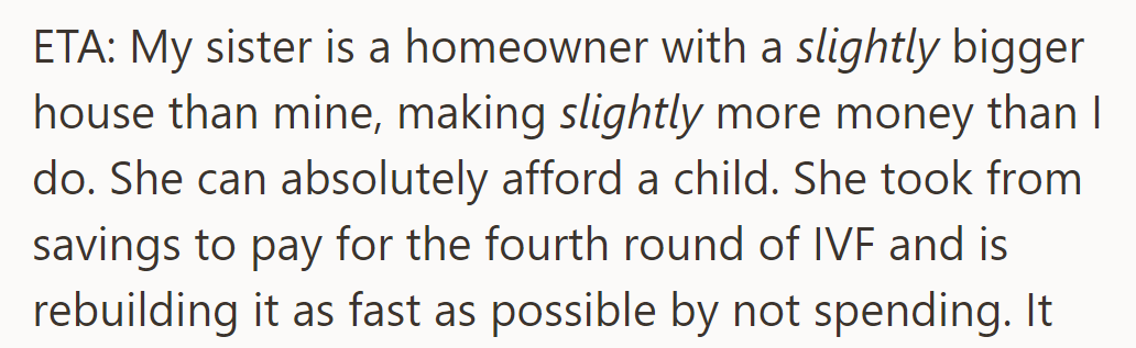 ETA: Emily has a bigger home, earns more, and can afford a child. She’s rebuilding her savings.